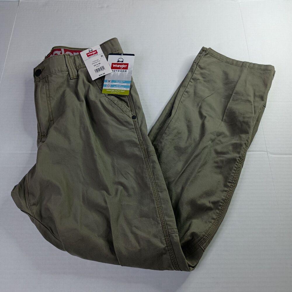 Wrangler Outdoor Frontier Utility Pants Men's 33x30 Green Straight Fit UPF 50+